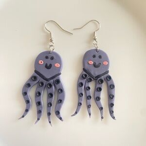 Handmade Purple Octopus Earrings
